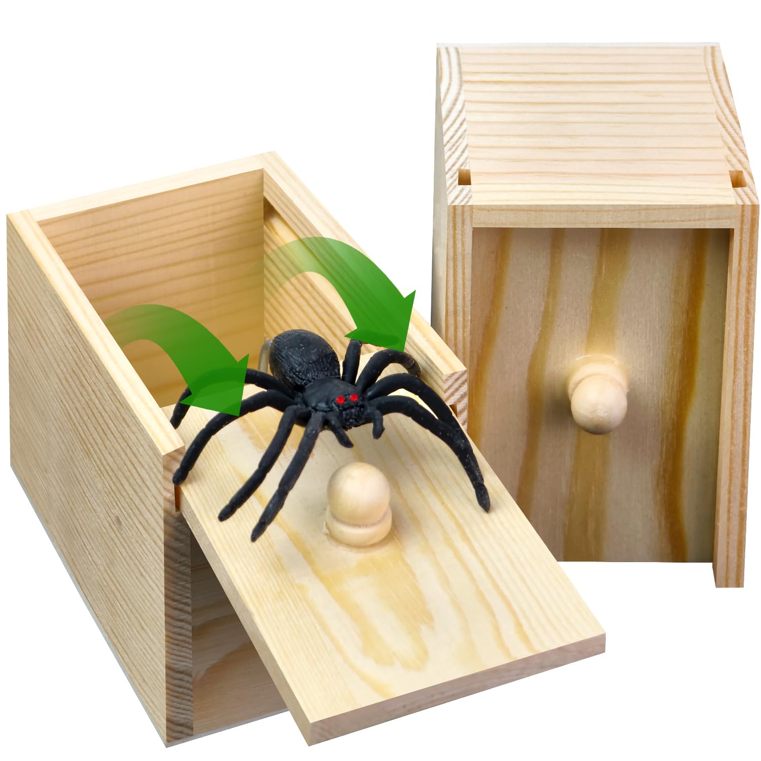 Wooden Surprise Spider Prank Box – Funny Gag Gift Toy
